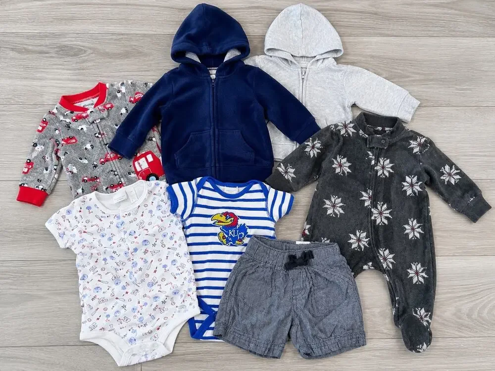 Baby Boy Clothing Bundle 6-9 Months 7 Piece Lot Hoodie Romper Bodysuit Short KU